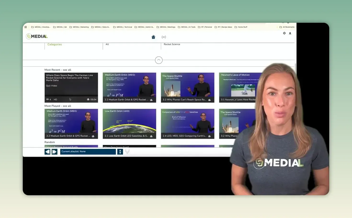 Portal de MEDIAL con una cuadrícula de vídeos organizados en filas