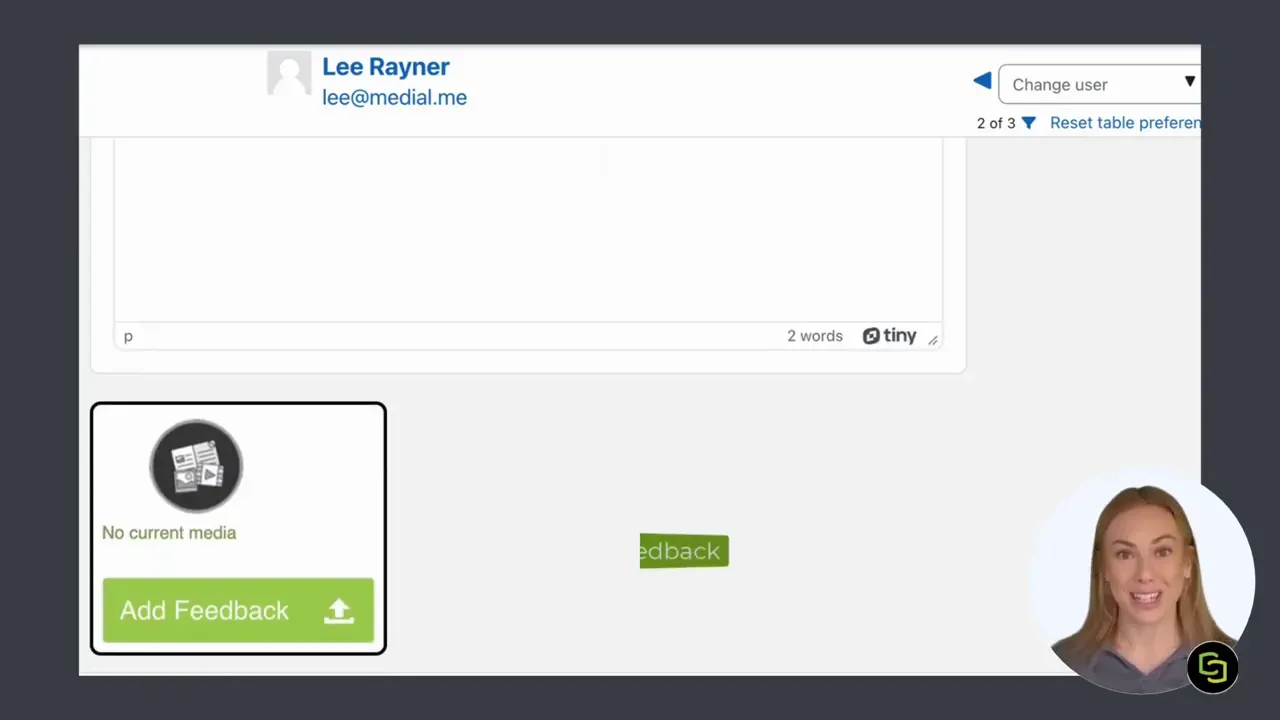 Moodle grading page showing the green Add Feedback button beneath the feedback comments area