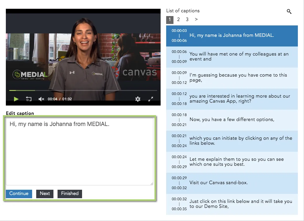 captions editor