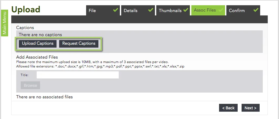 captions options