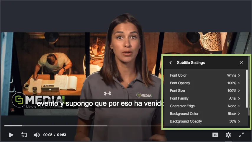captions settings