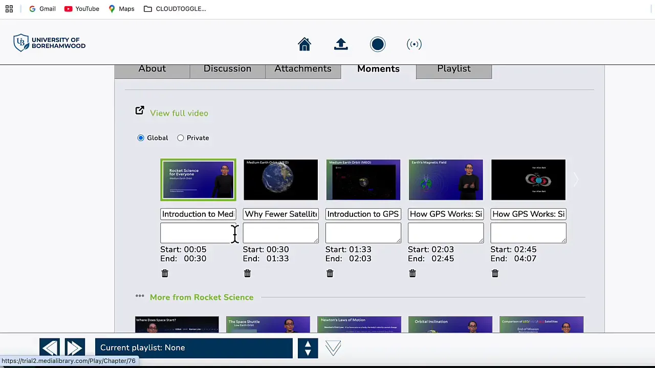 MEDIAL interface showing a Moments tab with several video moment thumbnails and timestamps
