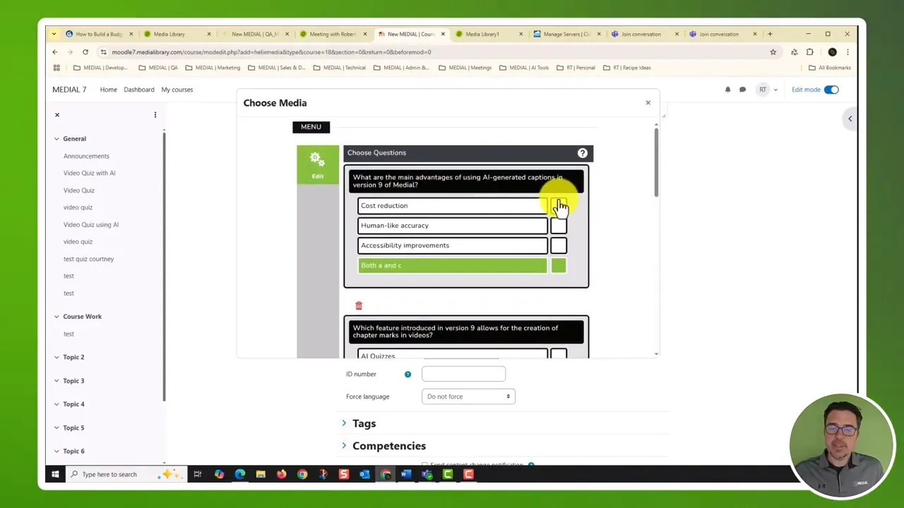 Using MEDIAL to generate an AI quiz from a Teams recording