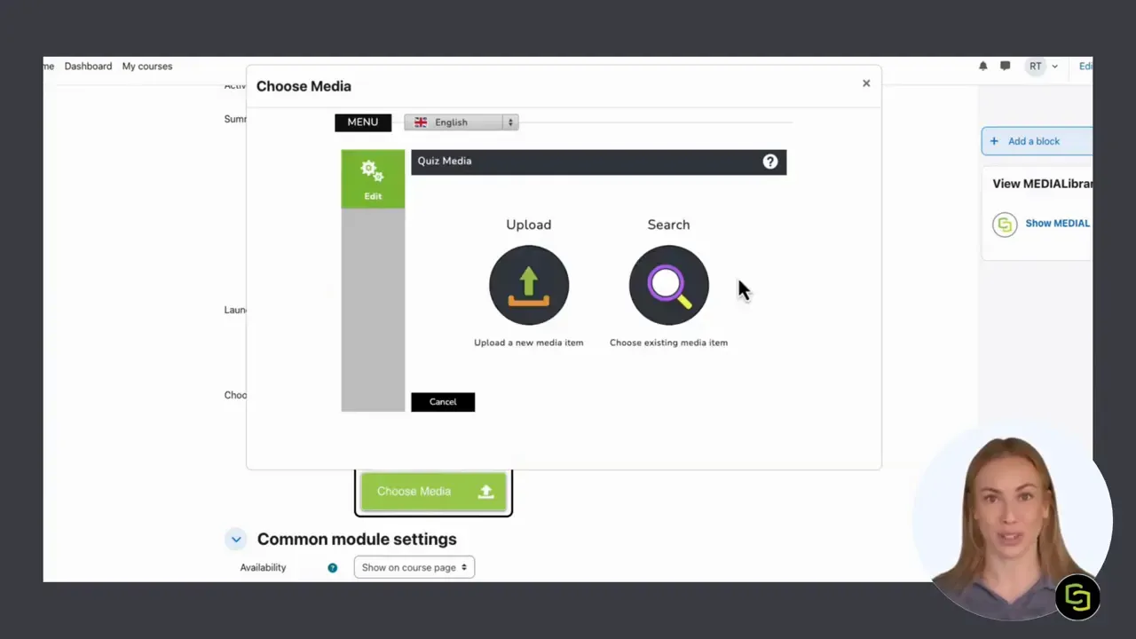 MEDIAL media chooser showing search fields for an existing video