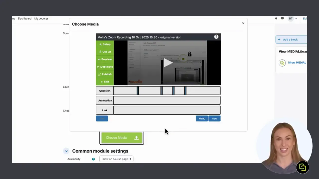 MEDIAL video quiz editor showing question markers along the video timeline