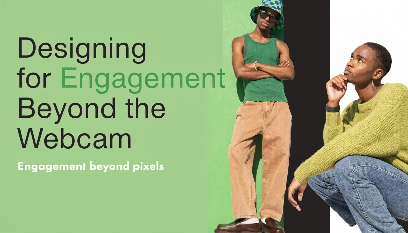 Two stylish young men standing in front of a green and black background, symbolizing modern digital engagement.